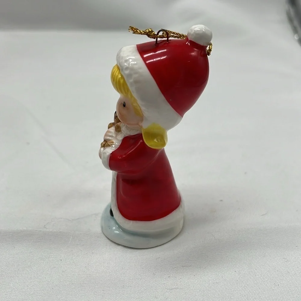 Vintage Joan Walsh Anglund Porcelain Christmas Ornament Girl with Bear